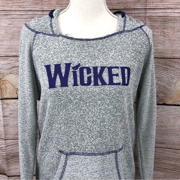 Wicked Broadway Musical Heather Grey With Purple Pullover Hoodie Size S - Picture 10 of 10